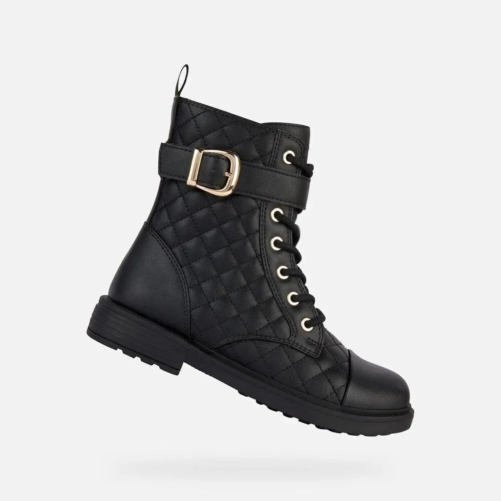 Geox NWT Girls’ Eclair 30 Synthetic Leather Boots Black Youth US 12